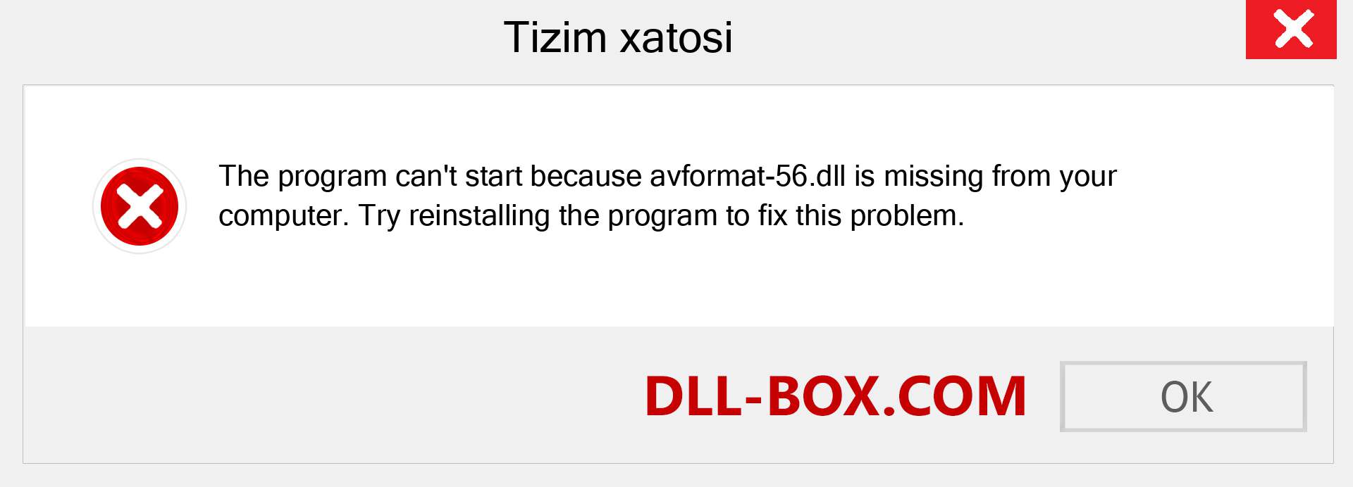 avformat-56.dll fayli yo'qolganmi?. Windows 7, 8, 10 uchun yuklab olish - Windowsda avformat-56 dll etishmayotgan xatoni tuzating, rasmlar, rasmlar